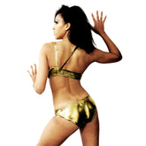 Asymmetric Monokini - Metallic Gold